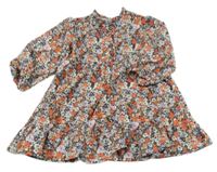 Barevné květované šaty s knoflíky Garcia