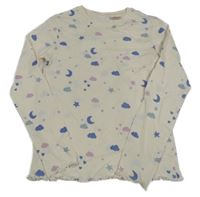 Smetanové triko s mraky a hvězdami