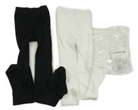 Nové - 2x punčocháče - černé + bílé