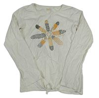 Svetlobéžové melírované tričko s kvetinou s flitrami Yigga