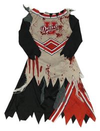 Kostým - Béžovo-černo-červené šaty - zombie roztleskávačka Amscan