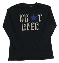 Černé triko s nápisem s hvězdou Zara