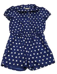 Tmavomodrý kraťasový overal so srdiečkami Next