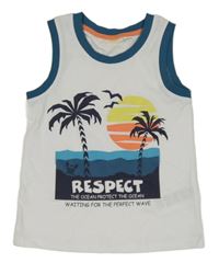 Biele tielko s palmami a sluncem Kids