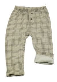 Béžovo-čierne kockované tepláky s gombíkmi C&A