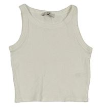Bílý žebrovaný crop top C&A