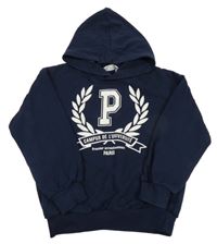 Tmavomodrá mikina s písmenem a kapucňou H&M