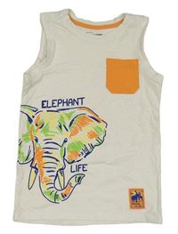 Smotanové tielko so slonom a vreckom Little Kids
