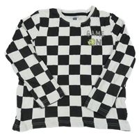 Bielo-čierne kockované tričko s nápisom so smajlíkom F&F