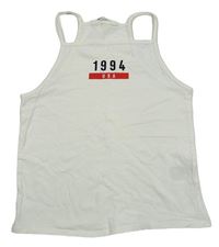 Biely crop top s číslom H&M