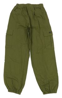 Khaki cargo cuff nohavice