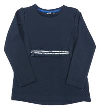 Tmavomodré žebrované mikinotriko s nápisom Europe Kids