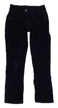 Tmavomodré třpytivé manšestrové skinny kalhoty