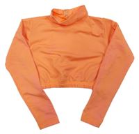 Oranžové sportovní crop triko se stojáčkem