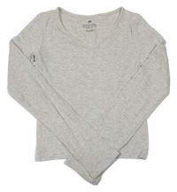 Svetlosivé melírované rebrované crop tričko H&M