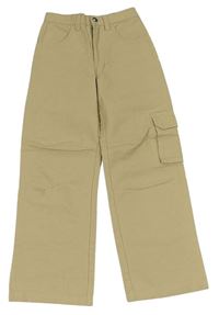 Béžové rifľové široké nohavice s vreckom Pocopiano