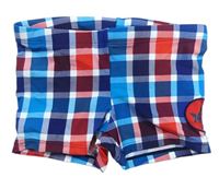 Červeno-modré kockované nohavičkové plavky