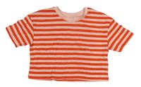 Červeno-ružové pruhované crop tričko Primark