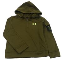 Khaki športová funkčná mikina s logom a kapucňou zn. Under Armour