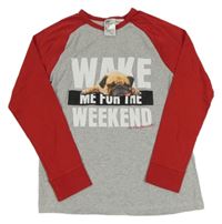 Sivo-červené pyžamové tričko s nápisom a psem H&M