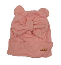 Růžová čepice s mašlí 