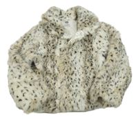 Smetanovo-šedý leopardí kožešinový kabátek Yd.