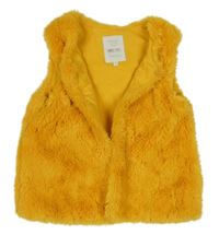 Pomerančová kožušinová podšitá vesta
