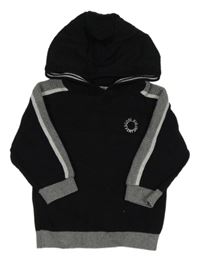 Černo-šedý lehký svetr s kapucí Next