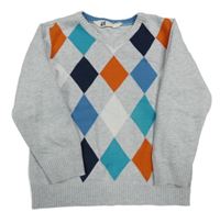 Sivý ľahký károvaný sveter H&M