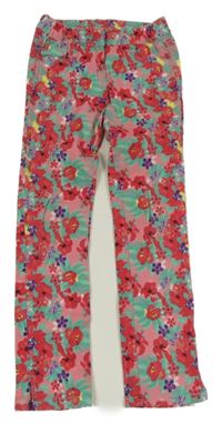 Ružovo-zelené kvetované skinny rifle Kiki&Koko