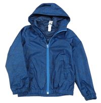 Tmavomodro-modrá vzorovaná šusťáková funkční bunda s kapucí Quechua