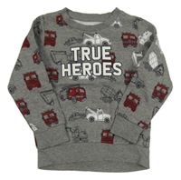 Sivá mikina s bagrami a nápisom C&A