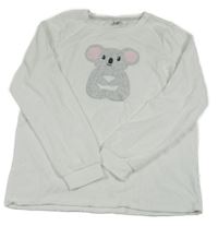 Bílé sametové pyžamové triko s koalou Yigga