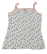 Bílá košilka s tmavomodrými hvězdičkami Alive