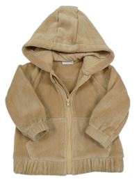 Oříšková rebrovaná zamatová prepínaci mikina s kapucňou F&F