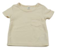 Smotanové rebrované tričko s vreckom shein