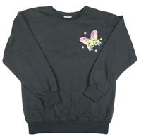 Tmavosivá mikina s motýlkom Matalan