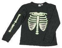 Tmavosivé tričko s kostrou Zara