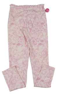 Nové - svetloružové kvetované legíny