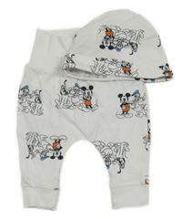 2 set - bílé lehké tepláky s Mickeym + čepice Disney