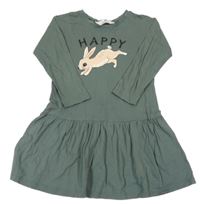 Tmavozelené šaty s králikom H&M