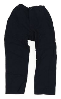 Tmavomodré spoločenské ľanové chino nohavice H&M
