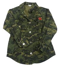 Khaki army riflová bunda s nášivkami River Island