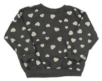 Antracitová mikina so srdiečkami Matalan
