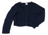 Tmavomodrý perforovaný prepínaci crop sveter GAP