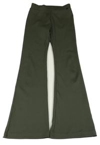 Khaki žebrované flare legíny WE