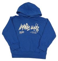 Tmavomodrá mikina s nápismi a kapucňou Zara