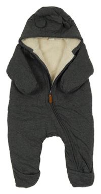 Tmavosivá tepláková zateplená kombinéza s kapucňou H&M