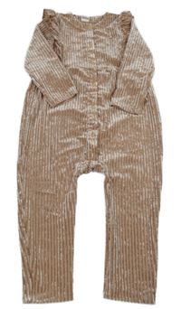 Staroružový rebrovaný zamatový nohavicový overal s volánikmi H&M