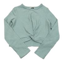 Svetlomodrá rebrovaná úpletová crop mikina George